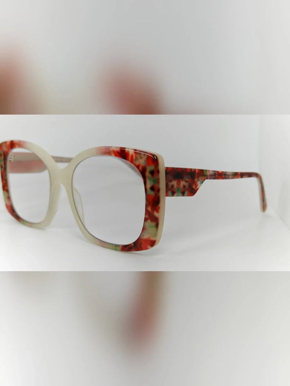 Amaryllis. Red Floral Women's Frame. Large Acetate.